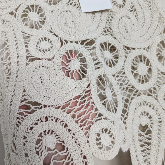 ZARA NEW ASYMMETRIC CROCHET TOP STRAW BEIGE S,M - Picture 15 of 17